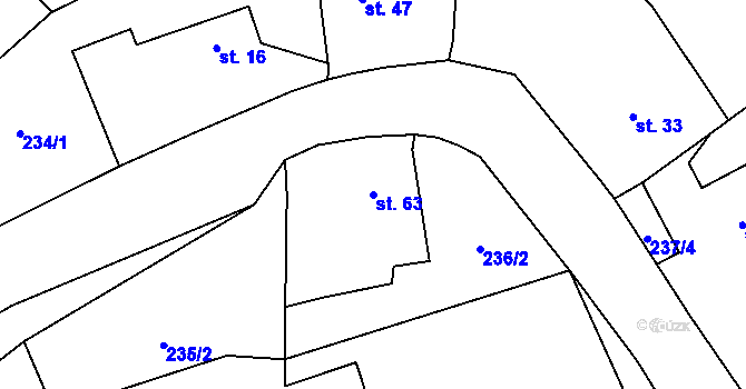 Parcela st. 63 v KÚ Lejšovka, Katastrální mapa