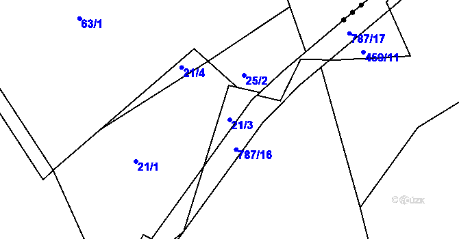 Parcela st. 21/3 v KÚ Lejšovka, Katastrální mapa