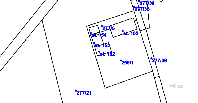 Parcela st. 152 v KÚ Lejšovka, Katastrální mapa