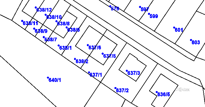 Parcela st. 637/5 v KÚ Lelekovice, Katastrální mapa