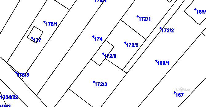 Parcela st. 172/6 v KÚ Lelekovice, Katastrální mapa