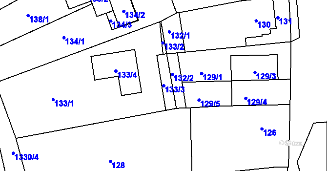 Parcela st. 133/3 v KÚ Lelekovice, Katastrální mapa