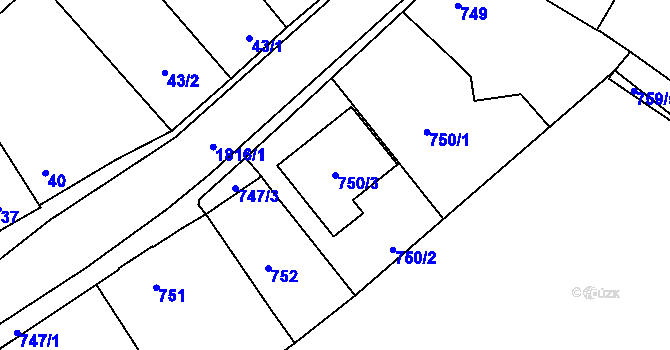 Parcela st. 750/3 v KÚ Lelekovice, Katastrální mapa