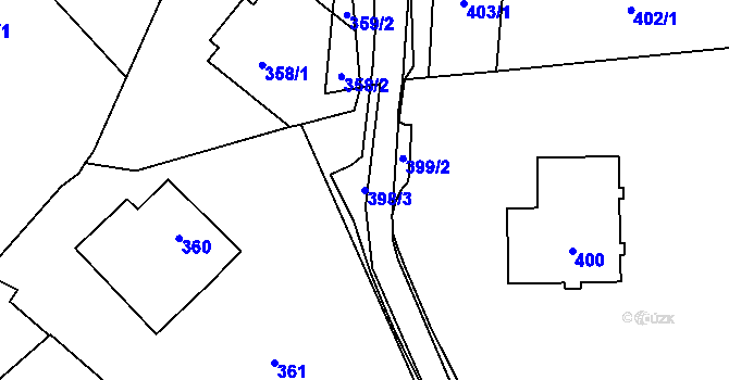Parcela st. 398/3 v KÚ Lelekovice, Katastrální mapa