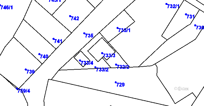 Parcela st. 733/3 v KÚ Lelekovice, Katastrální mapa