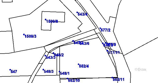 Parcela st. 543/6 v KÚ Lelekovice, Katastrální mapa