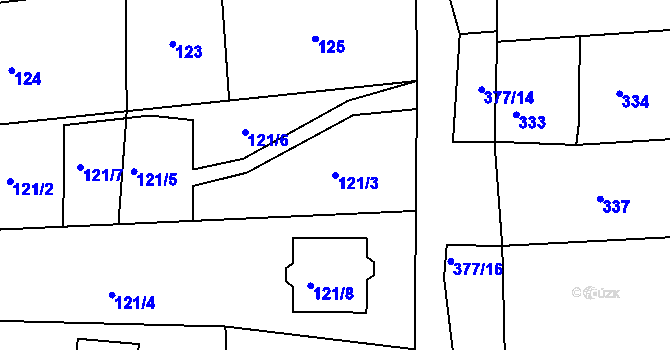Parcela st. 121/3 v KÚ Lelekovice, Katastrální mapa
