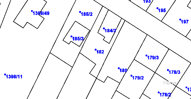 Parcela st. 182 v KÚ Lelekovice, Katastrální mapa