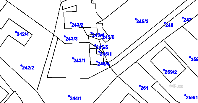 Parcela st. 245/1 v KÚ Lelekovice, Katastrální mapa