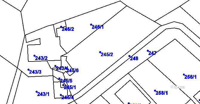 Parcela st. 245/2 v KÚ Lelekovice, Katastrální mapa