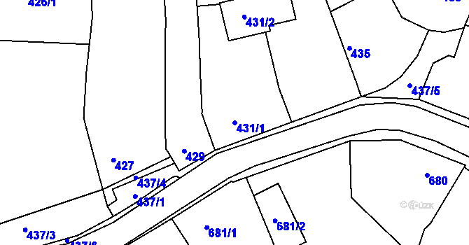 Parcela st. 431/1 v KÚ Lelekovice, Katastrální mapa