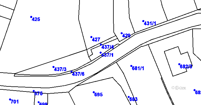 Parcela st. 437/1 v KÚ Lelekovice, Katastrální mapa