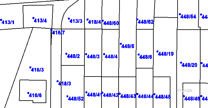 Parcela st. 448/4 v KÚ Lelekovice, Katastrální mapa