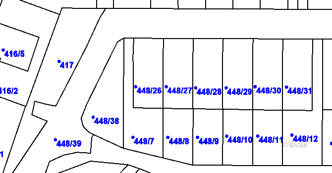 Parcela st. 448/27 v KÚ Lelekovice, Katastrální mapa