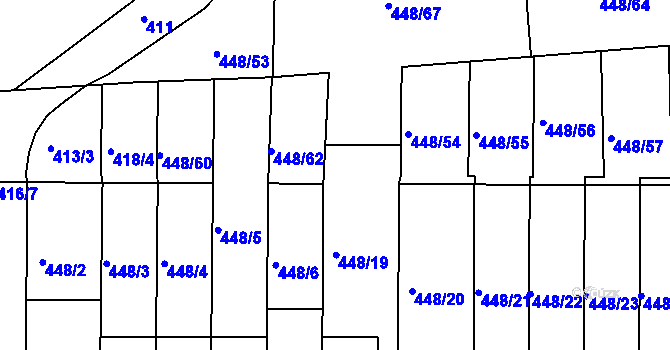 Parcela st. 448/63 v KÚ Lelekovice, Katastrální mapa