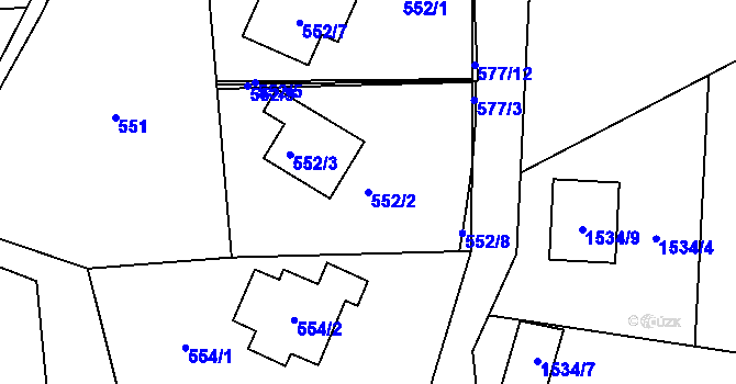 Parcela st. 552/2 v KÚ Lelekovice, Katastrální mapa