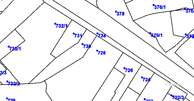 Parcela st. 728 v KÚ Lelekovice, Katastrální mapa