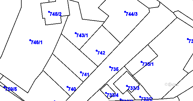 Parcela st. 742 v KÚ Lelekovice, Katastrální mapa