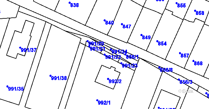 Parcela st. 991/22 v KÚ Lelekovice, Katastrální mapa