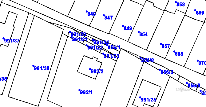 Parcela st. 991/23 v KÚ Lelekovice, Katastrální mapa