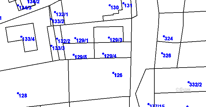 Parcela st. 129/4 v KÚ Lelekovice, Katastrální mapa