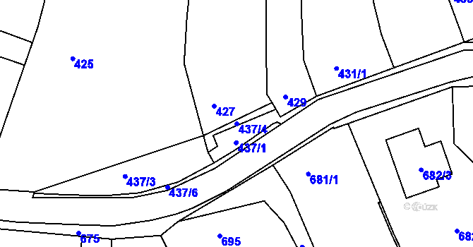 Parcela st. 437/4 v KÚ Lelekovice, Katastrální mapa