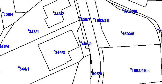 Parcela st. 405/8 v KÚ Lelekovice, Katastrální mapa