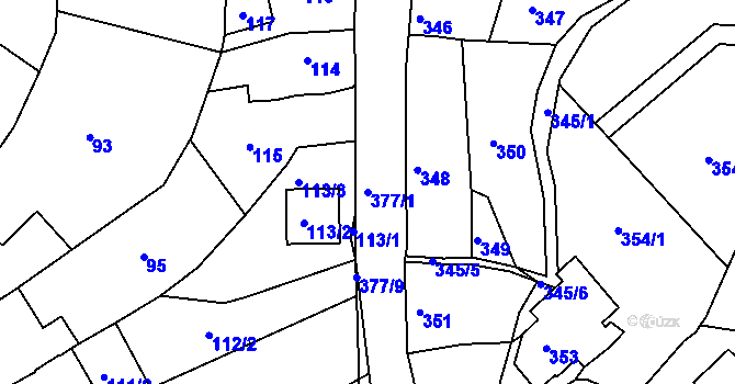 Parcela st. 377/1 v KÚ Lelekovice, Katastrální mapa