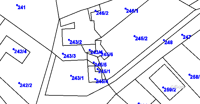 Parcela st. 245/6 v KÚ Lelekovice, Katastrální mapa
