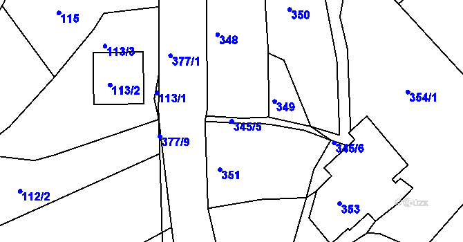 Parcela st. 345/5 v KÚ Lelekovice, Katastrální mapa