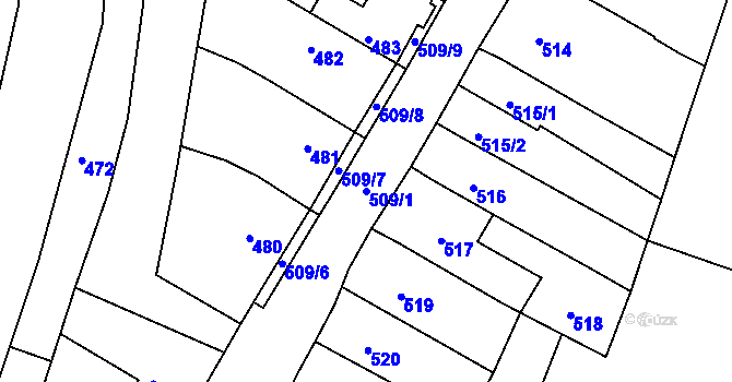 Parcela st. 509/1 v KÚ Lelekovice, Katastrální mapa