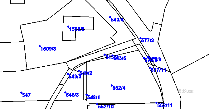 Parcela st. 543/2 v KÚ Lelekovice, Katastrální mapa