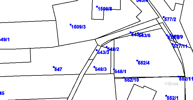 Parcela st. 543/3 v KÚ Lelekovice, Katastrální mapa