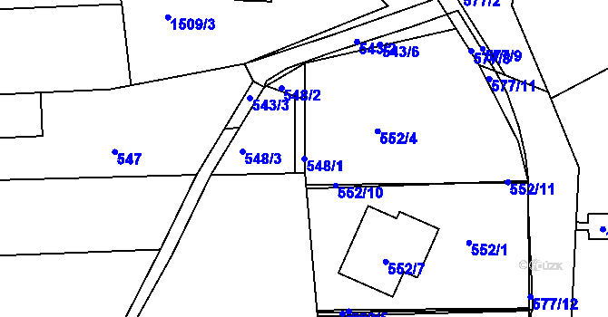 Parcela st. 548/1 v KÚ Lelekovice, Katastrální mapa