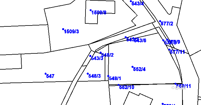 Parcela st. 548/2 v KÚ Lelekovice, Katastrální mapa