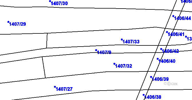Parcela st. 1407/9 v KÚ Lelekovice, Katastrální mapa