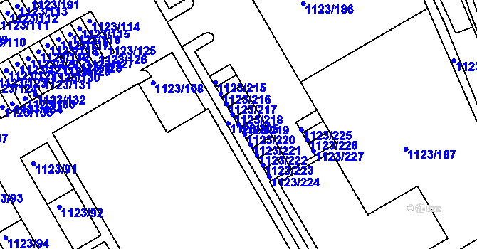 Parcela st. 1123/219 v KÚ Lelekovice, Katastrální mapa