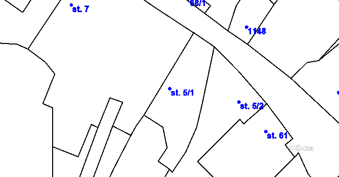 Parcela st. 5/1 v KÚ Leletice, Katastrální mapa