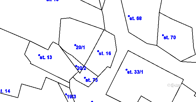 Parcela st. 16 v KÚ Leletice, Katastrální mapa