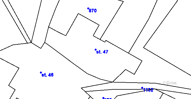Parcela st. 47 v KÚ Leletice, Katastrální mapa