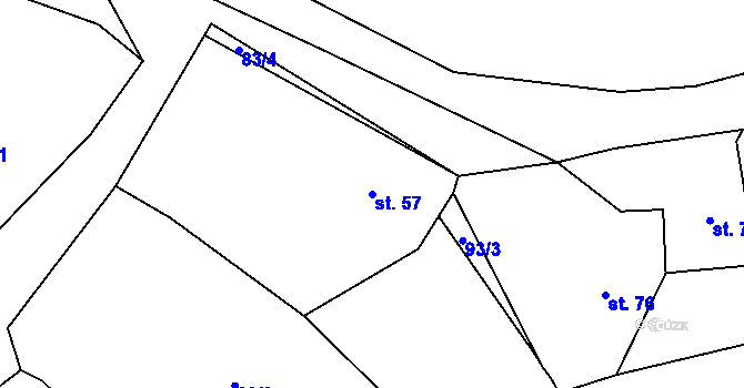 Parcela st. 57 v KÚ Leletice, Katastrální mapa