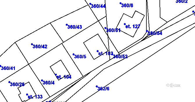 Parcela st. 103 v KÚ Leletice, Katastrální mapa