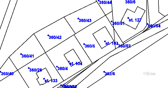 Parcela st. 360/5 v KÚ Leletice, Katastrální mapa