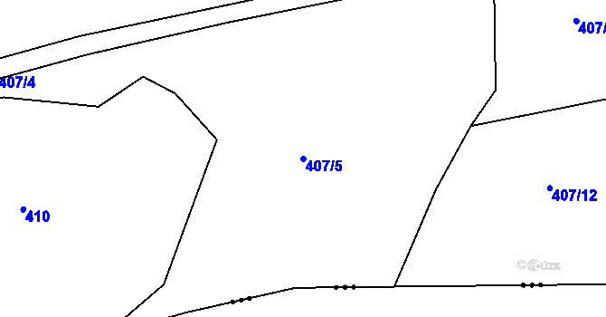 Parcela st. 407/5 v KÚ Leletice, Katastrální mapa