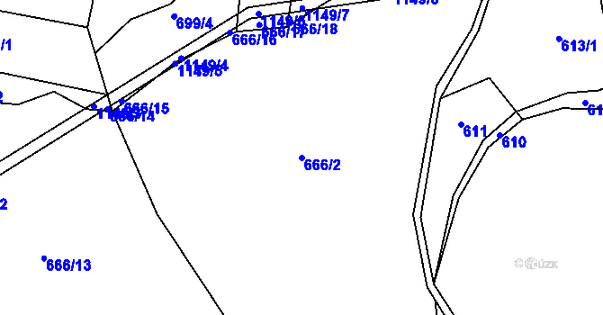Parcela st. 666/2 v KÚ Leletice, Katastrální mapa