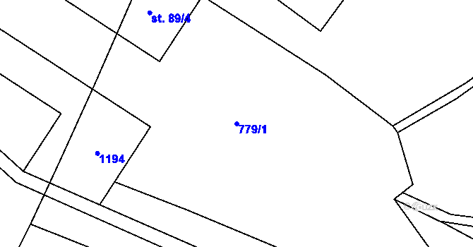 Parcela st. 779/1 v KÚ Leletice, Katastrální mapa