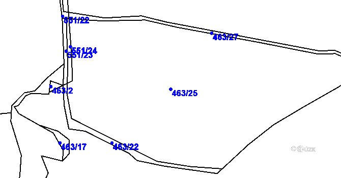 Parcela st. 463/25 v KÚ Leletice, Katastrální mapa