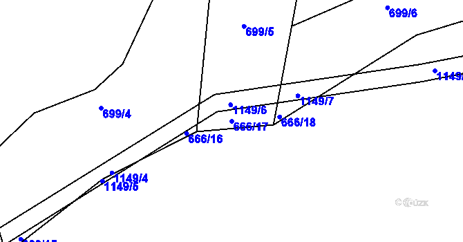 Parcela st. 666/17 v KÚ Leletice, Katastrální mapa