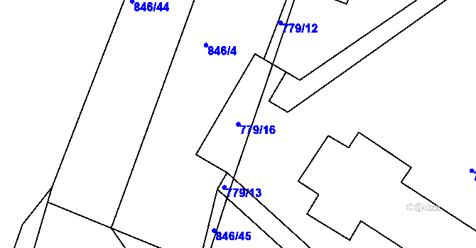 Parcela st. 779/16 v KÚ Leletice, Katastrální mapa