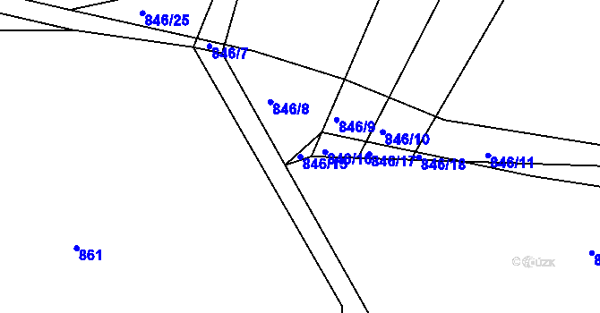 Parcela st. 846/15 v KÚ Leletice, Katastrální mapa